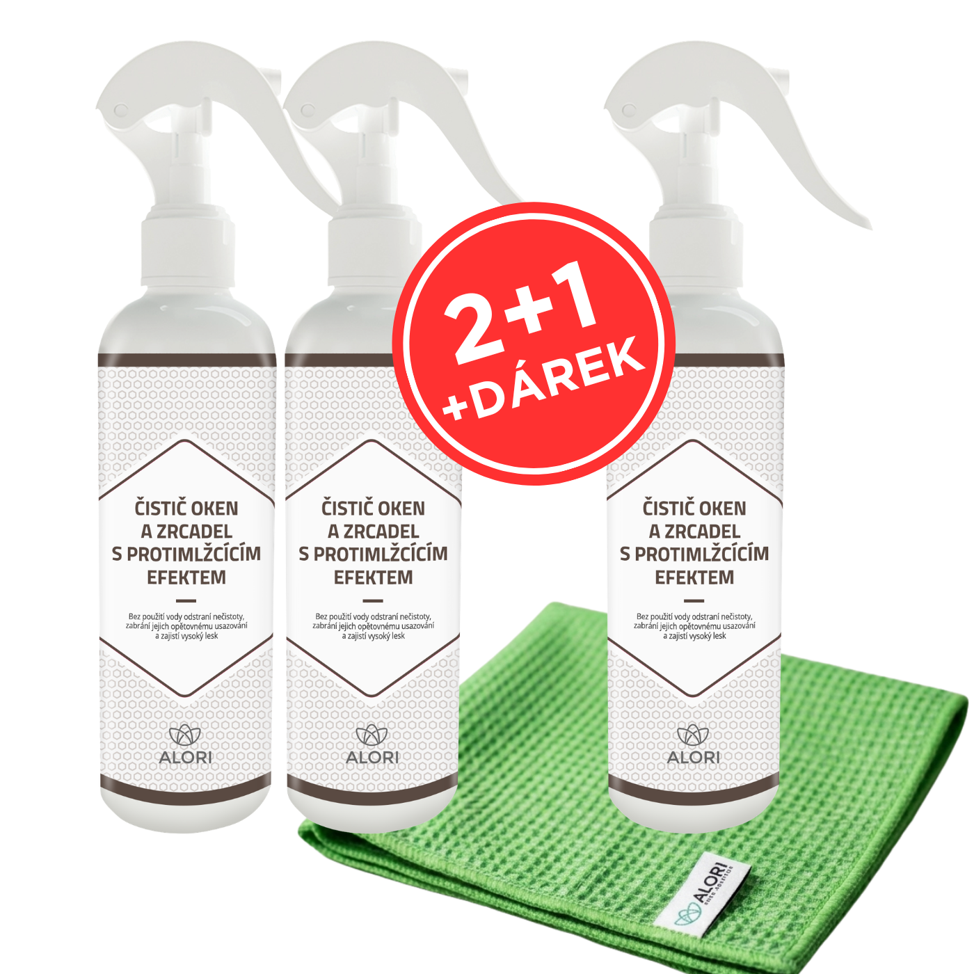 Glas- und Spiegelreiniger mit Antibeschlagwirkung 3 Stück zum Preis von 2 Stück + zusätzliches Tuch