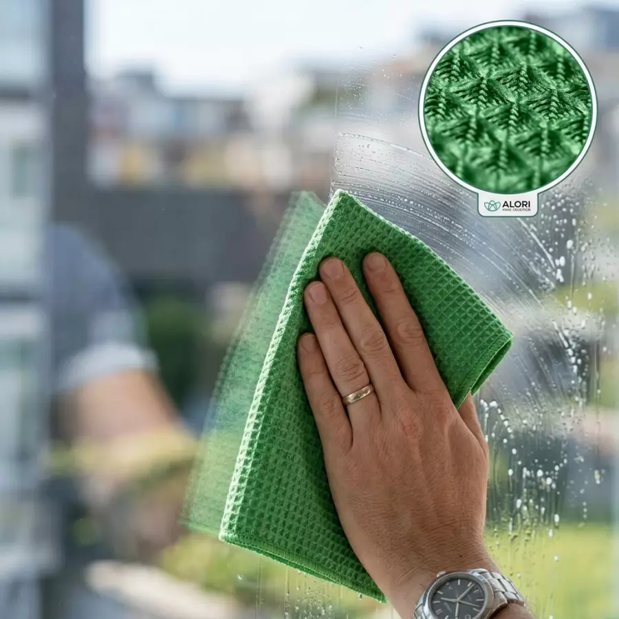 Mikrofaser-Fenstertuch WAFFLE 40 x 40 cm – grün