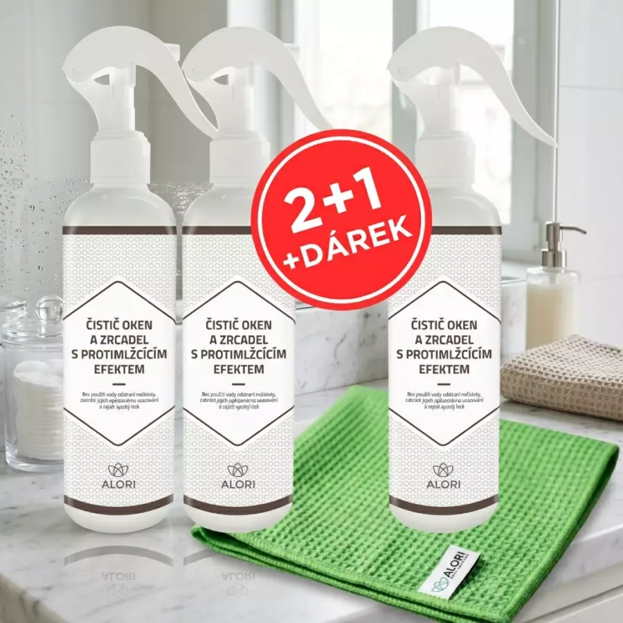 Glas- und Spiegelreiniger mit Antibeschlagwirkung 3 Stück zum Preis von 2 Stück + zusätzliches Tuch